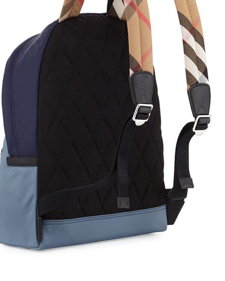 Burberry Abbeydale Colorblock Backpack, Slate Blue.